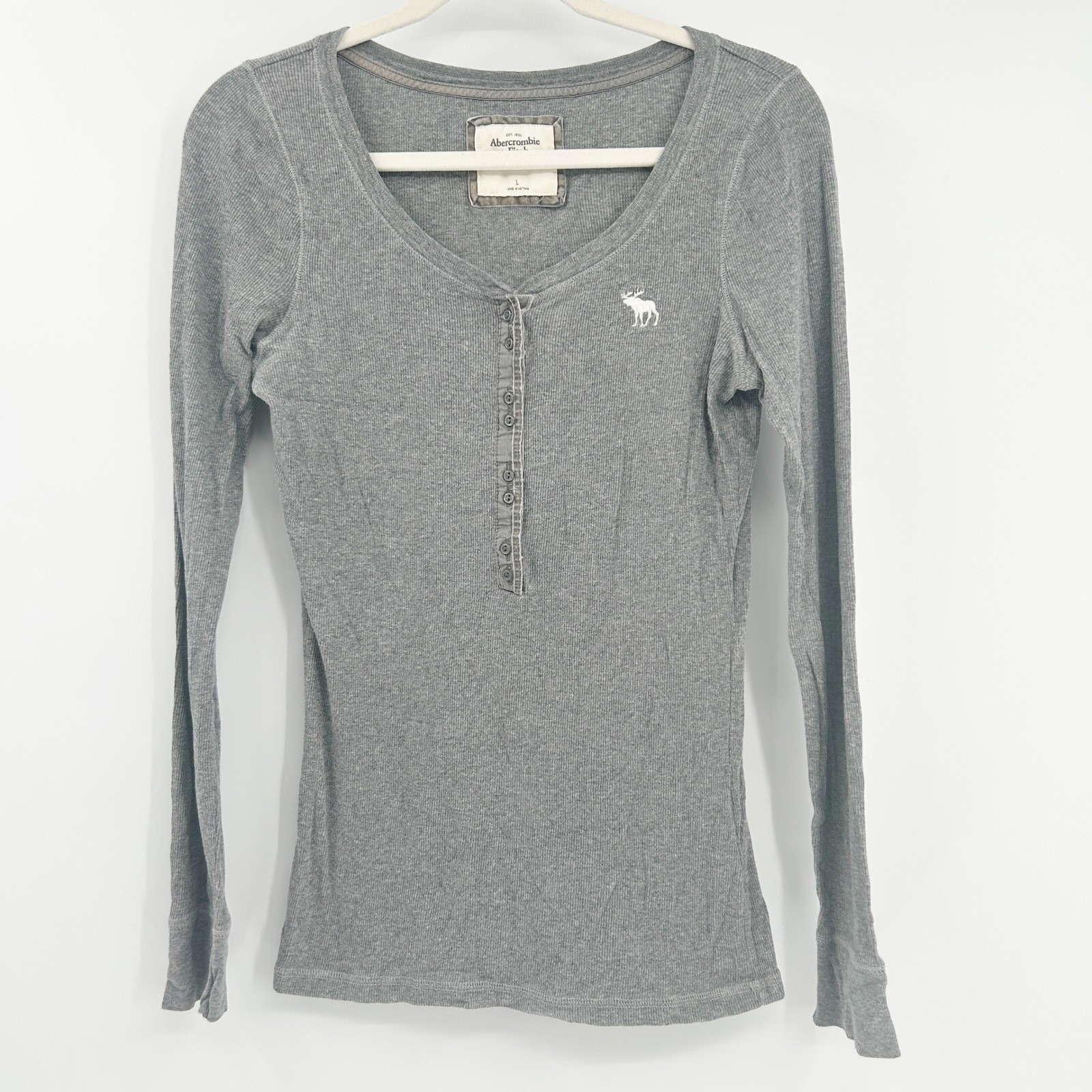 Abercrombie & Fitch Y2k Vintage Bella Swan Ribbed Long Sleeve Henley Top Size L